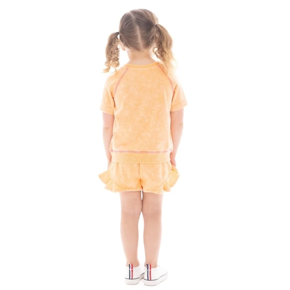 NWT Hello Kitty Peachy Orange and Pink Embroidered Shirt & Short Set Size 4T